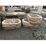 3x Granite sinks, approx. 37cm x 50cm each, standing