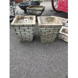 2x brick effect pre-cast garden planters, approx. 45