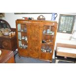 A burr walnut china display cabinet