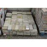 A pallet of paving bricks