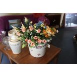 An Edwardian floral decorated slopes pail with an