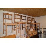 A set of four stripped pine spindle back kitchen c