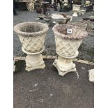 2x large garden planters on plinths, total height