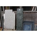 A large quantity of various marble slabs, pieces o