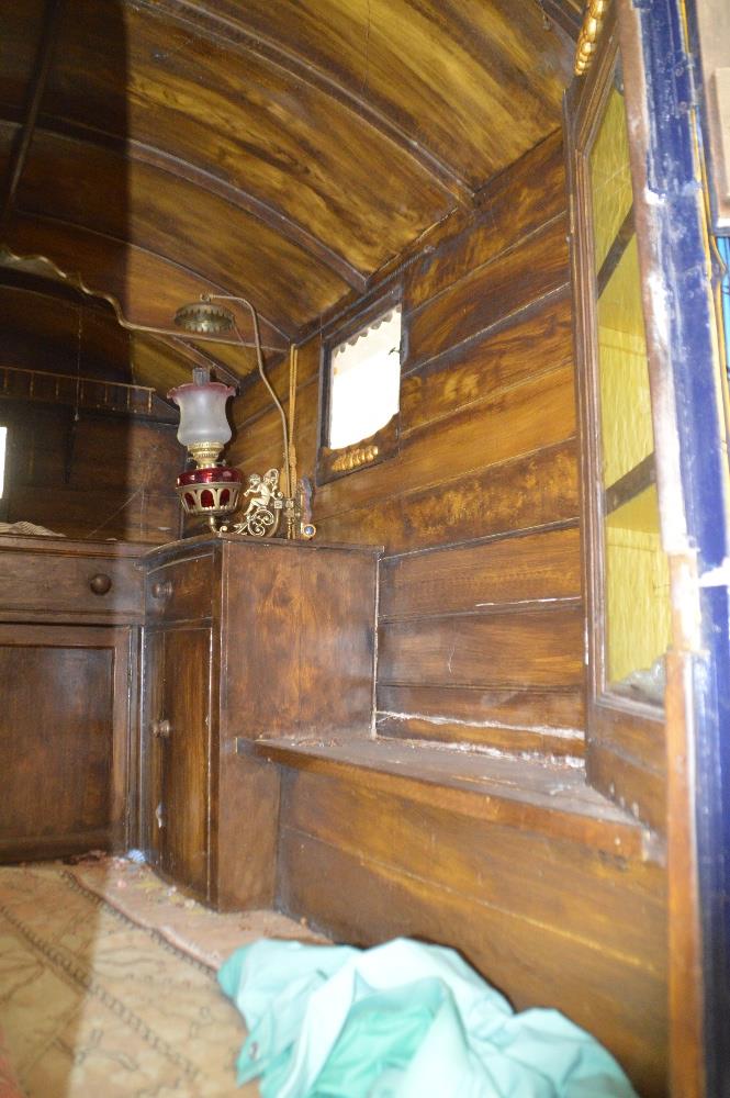 A Gypsy wagon ledge van. Fine example with angel lamp. Comes with shafts, with unique off set door, - Image 10 of 14