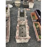 2x pre-cast ornate garden planters, max height 37c