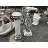 2x pre-cast freestanding garden plinths,