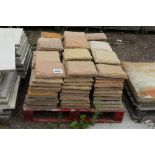 A pallet of stone paving slabs