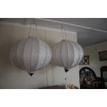 Four Chinese style fabric hanging lamps
