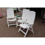 3x plastic garden chairs