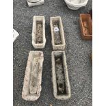 4x small oblong planters, standing approx. 18cm each