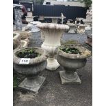 2x pre-cast garden planters, each 40cm, a further