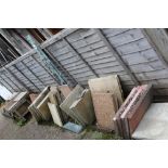 A quantity of various paving slabs, floor tiles et