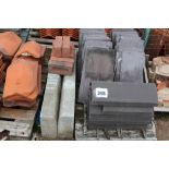 Two concrete curbs, approx. 6cm, roof cappings and