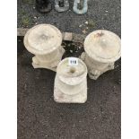 2x pre-cast garden plinths, each approx. 40cm, furth