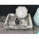 A stone sink, approx. 92cm x 62cm standing 25cm high