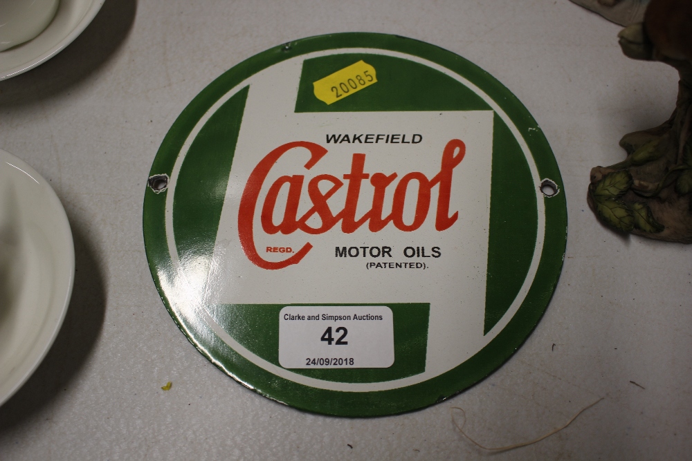 A modern small enamel Castrol Oil advertising plaq