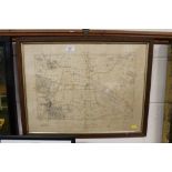 An oak framed map of Saxmundham dated 1892