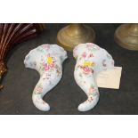 A pair of Royal Worcester porcelain cornucopia wal