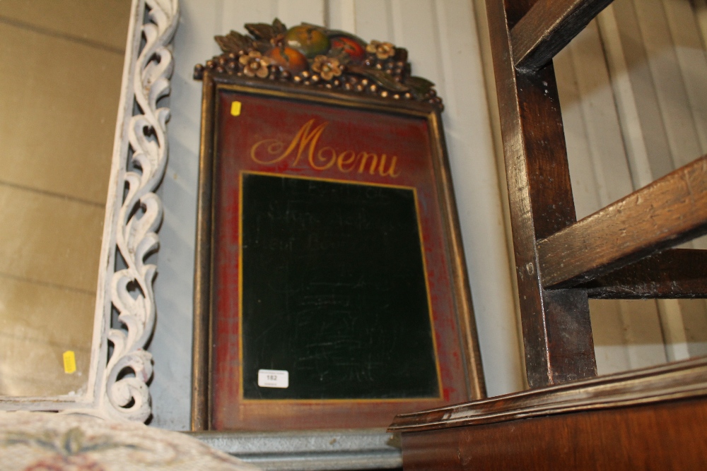 A menu chalk board