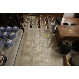 Three sets of six each Waterford crystal "Carleton