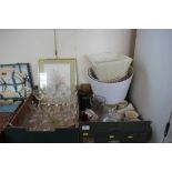 Two boxes containing various glassware and sundry