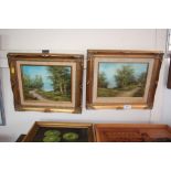 Two gilt framed oil on canvas's depicting woodland