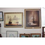 Two gilt framed oil on canvas's depicting sailing