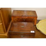 An Antique walnut and cross banded tea caddy conv