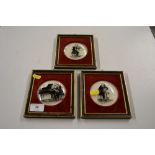 Three various silhouette paintings on glass