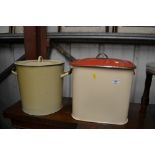 Two enamel bread bins