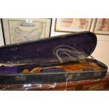 A violin and bow in fitted case