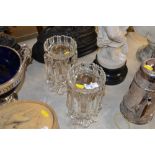 A pair of Victorian clear glass table lustre's