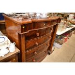 A Victorian mahogany bow front chest fitted two sh