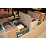 Five boxes of books