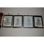 Four framed prints depicting solders