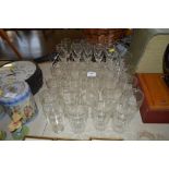 A quantity of drinking glasses