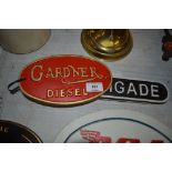 Four assorted reproduction signs