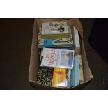 A box of various books