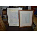 Two framed prints