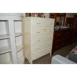 A white painted pine chest fitted five drawers