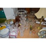 A quantity of glassware to include cut glass vases