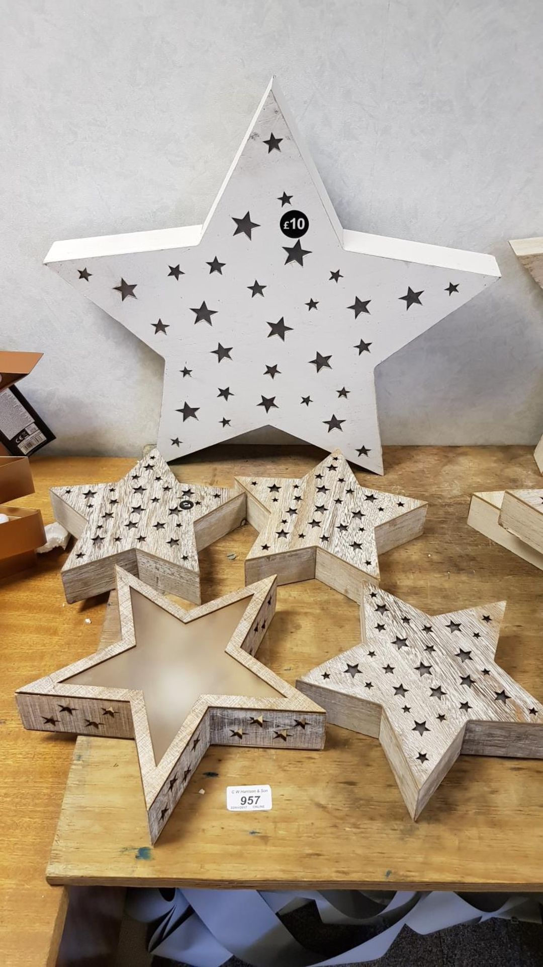 (5x) decorative LED wooden 'star'