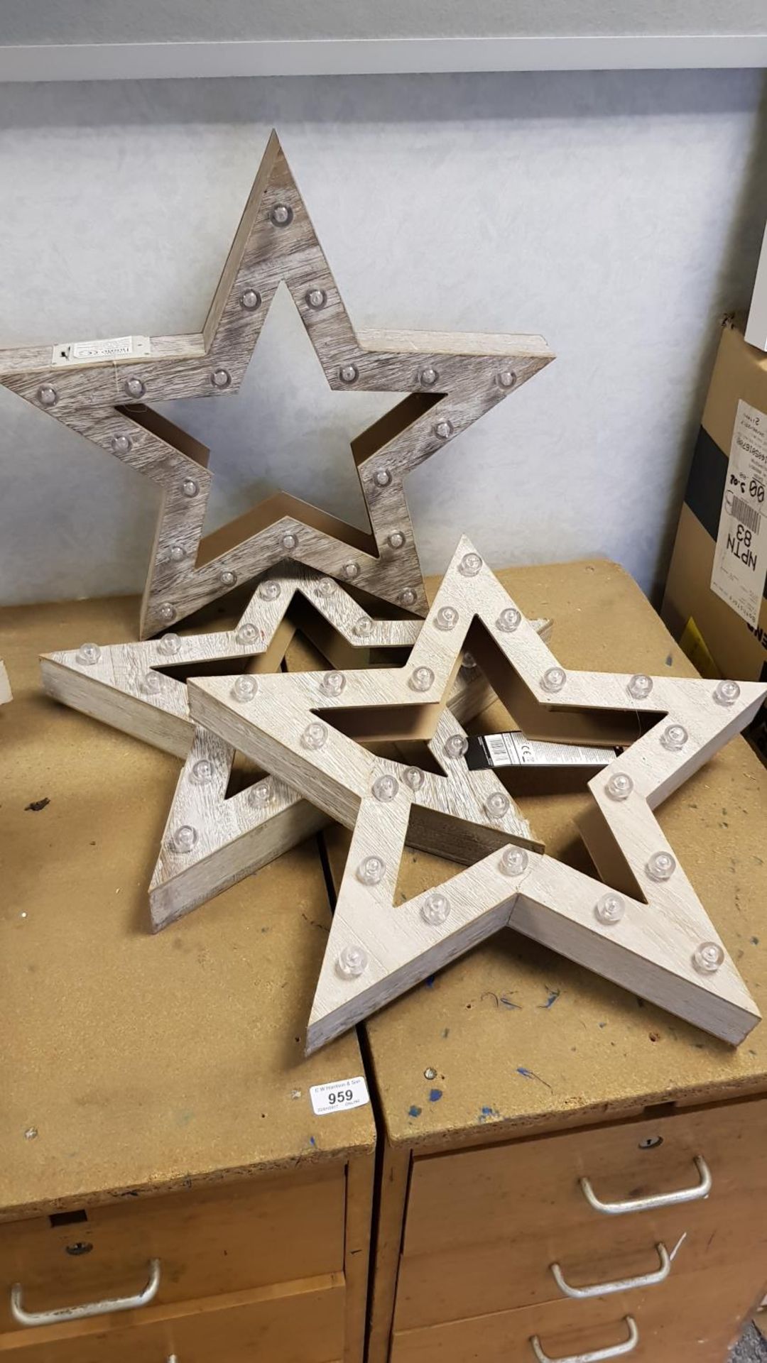 (3x) decorative LED large wooden 'star'