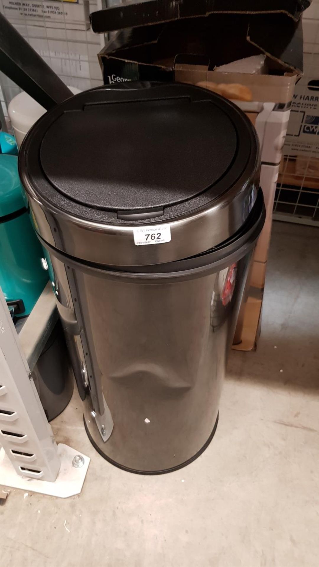 30L Push top Bin - matt silver (as seen)