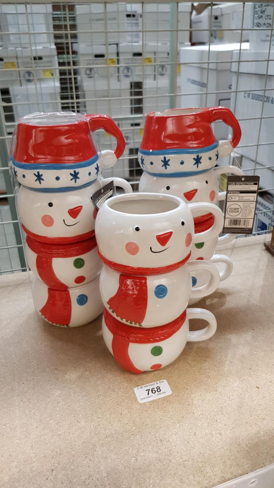 (3x) Porcelain Snowman Cup sets (as seen)