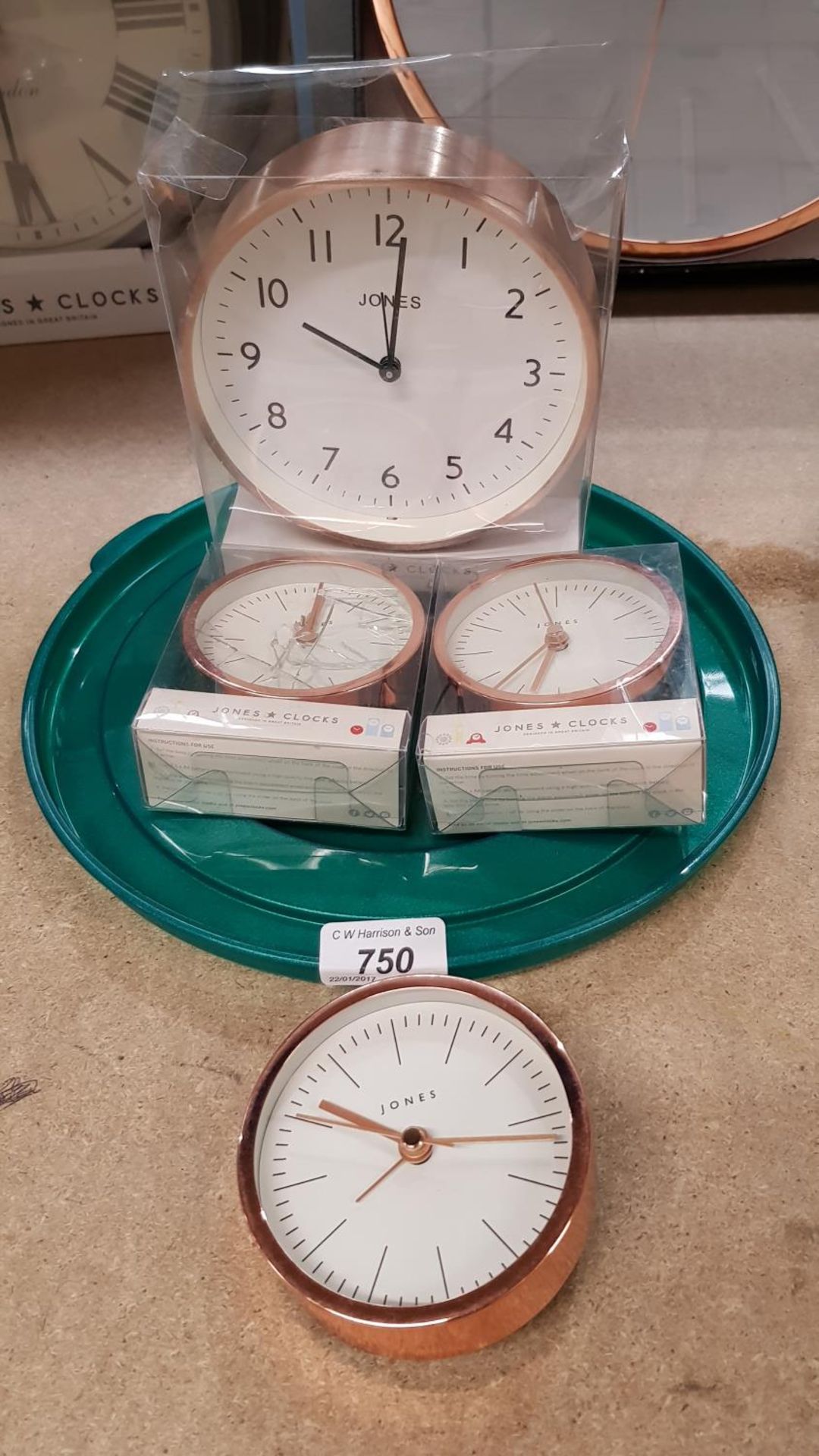 (4x) Jones Copper Desk Clocks