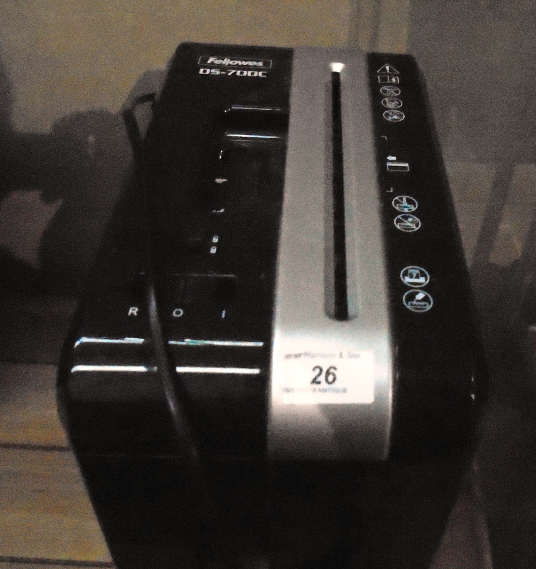 A Fellowes DS-700C paper shredder