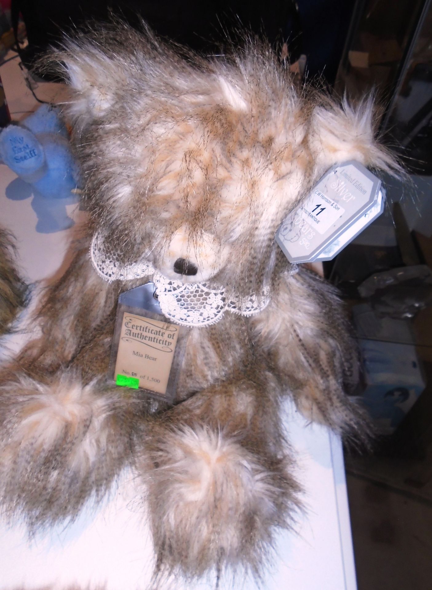 A Silver Tag Bear by Suki ""Mia"" item no. 17062 complete with certificate of authenticity no.