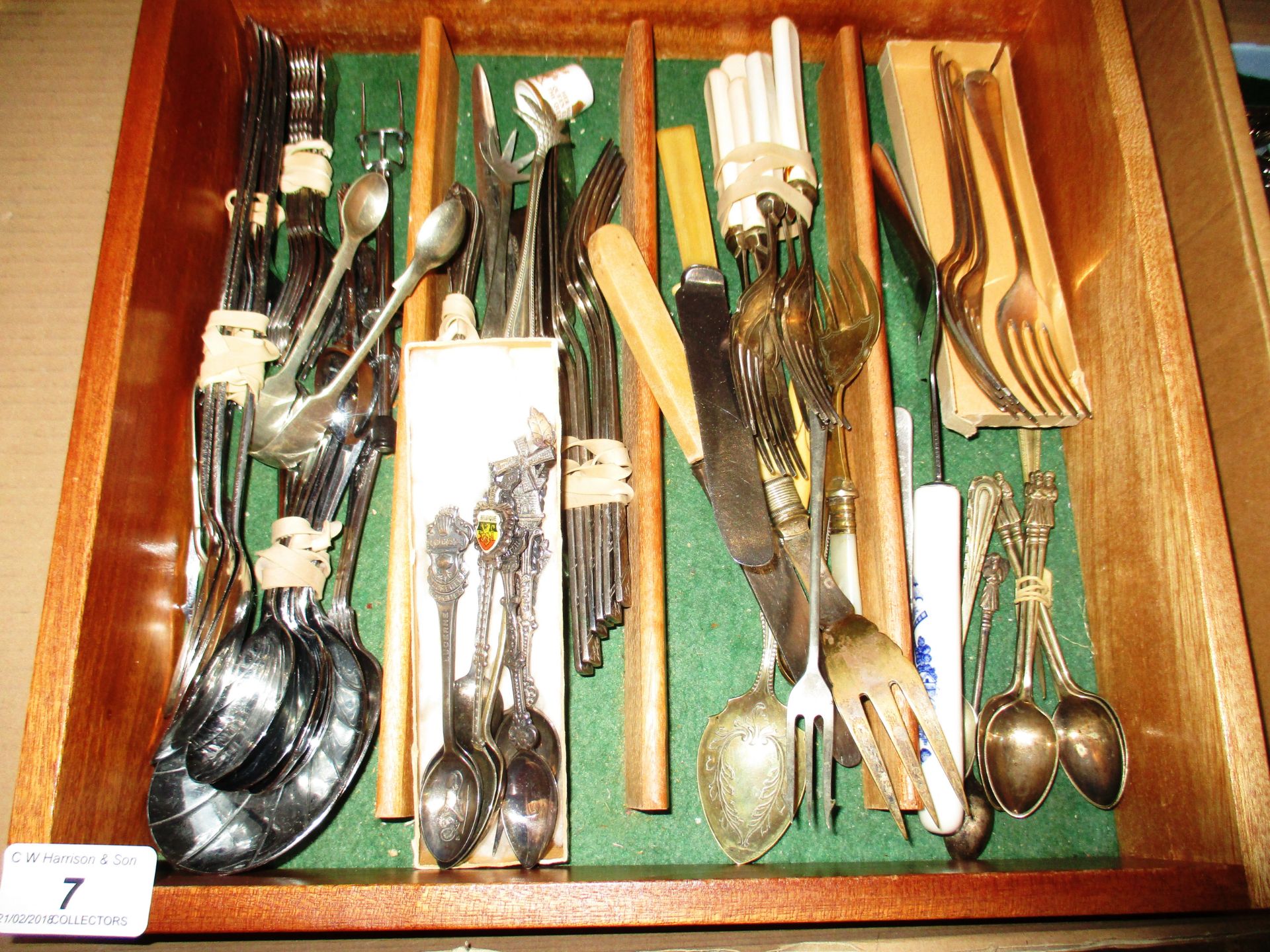 Small quantity of plated and other cutlery including some commemorative teaspoons and other